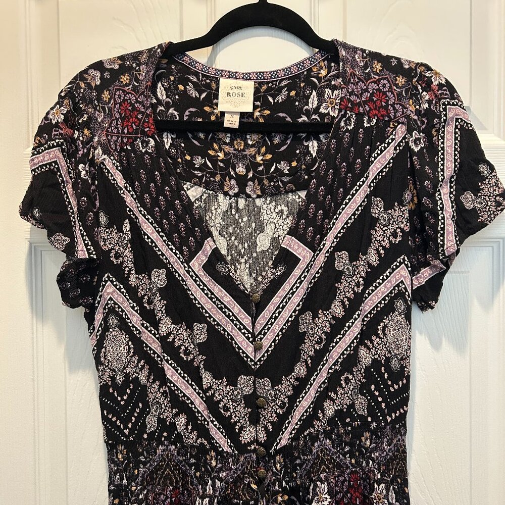 KNOX ROSE purple patchwork boho maxi dress (M) - Picture 2 of 8